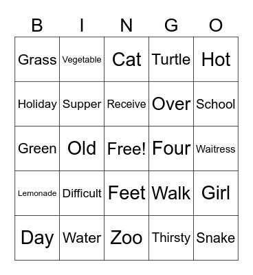 Analogies Bingo Card