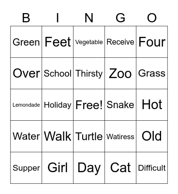 Analogies Bingo Card