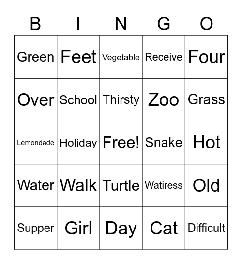 Analogies Bingo Card