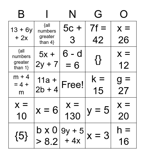 Everyday Math Unit 6 Bingo Card