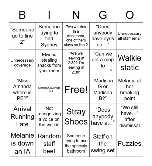 Untitled Bingo Card