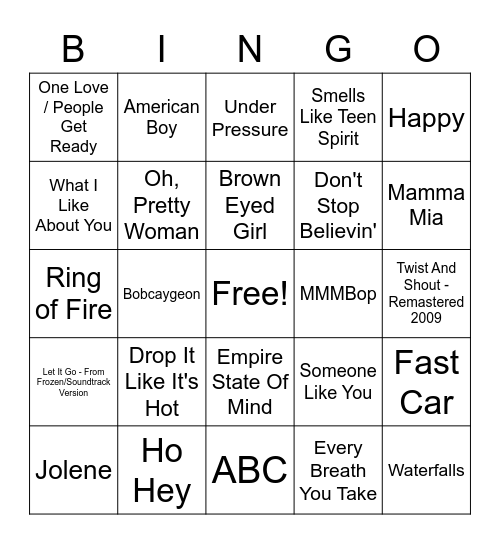 Music Bingo Card