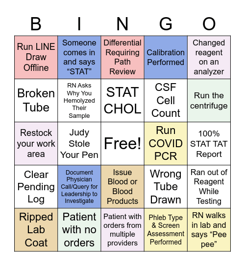 Lab Week 2022 BINGO!- Med Tech Cards Bingo Card