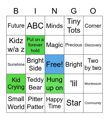 Same Name Different Kid Bingo Card