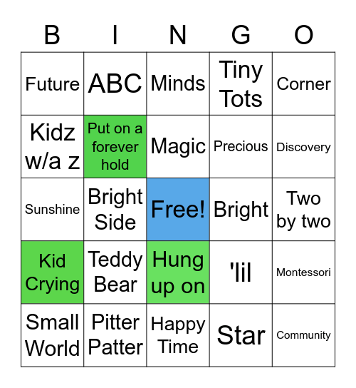 Same Name Different Kid Bingo Card