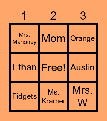 Ethan Bingo Card