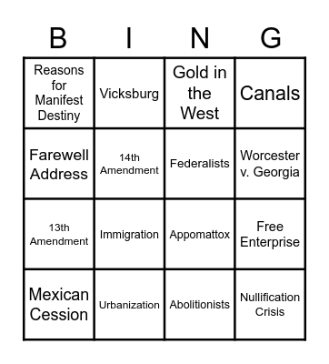 Tik Tok Don't Stop US History Review Bingo Card