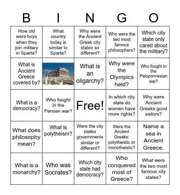 Ancient Greece Bingo Card