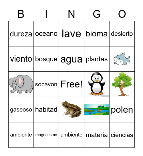 Bingo de Ciencias Bingo Card