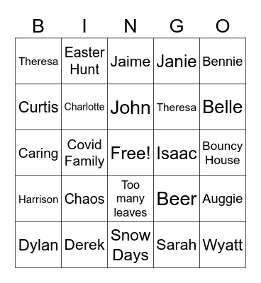 Old Country Lane Sac Bingo Card