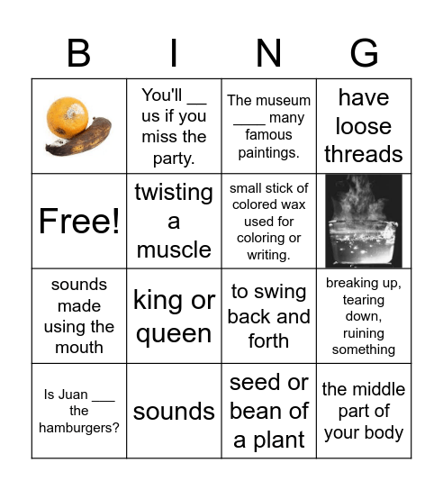 Lesson 22 Bingo Card