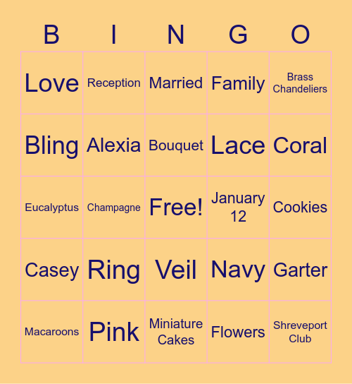 Bridal Bingo 4.8.22 Bingo Card