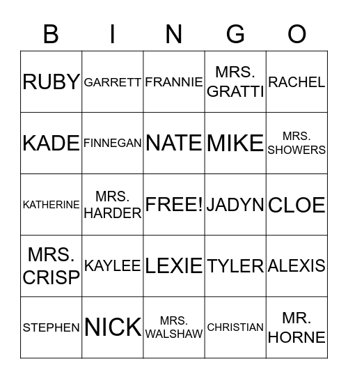 A NEW SCHOOL YEAR Bingo Card