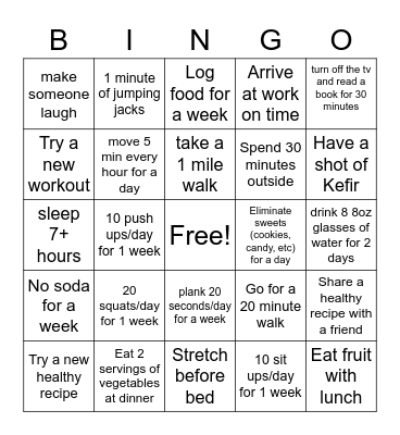 ECHS Wellness Bingo Card