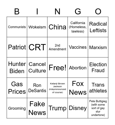 Snowflake Bingo Card