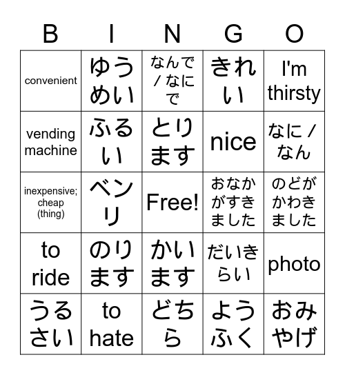 Kyoto was fun Bingo Card