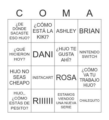 RESURECCIONESS BINGO Card