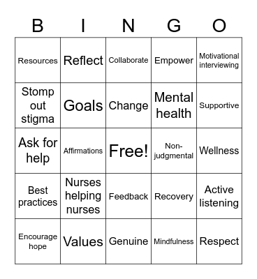 PSP Workshop Bingo Card