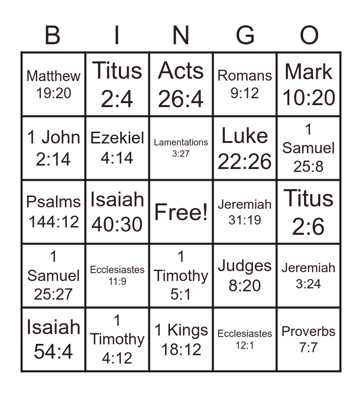 Spiritual Bingo Card