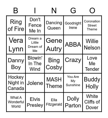 MUSIC BINGO Card