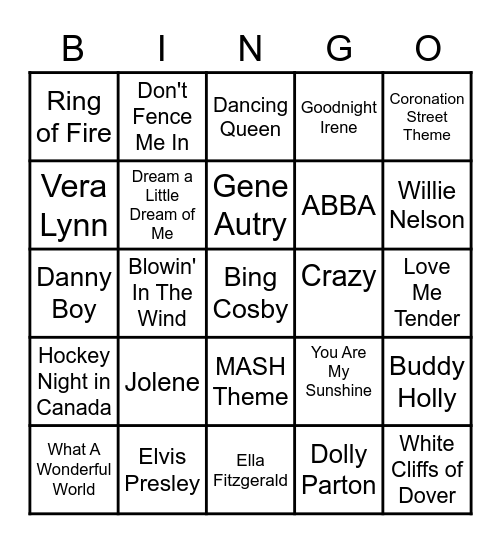 MUSIC BINGO Card