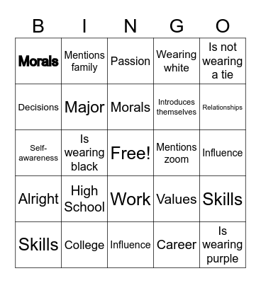 College Ambassador Summit Bingo Card
