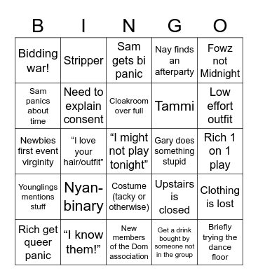 Party Bingo Card