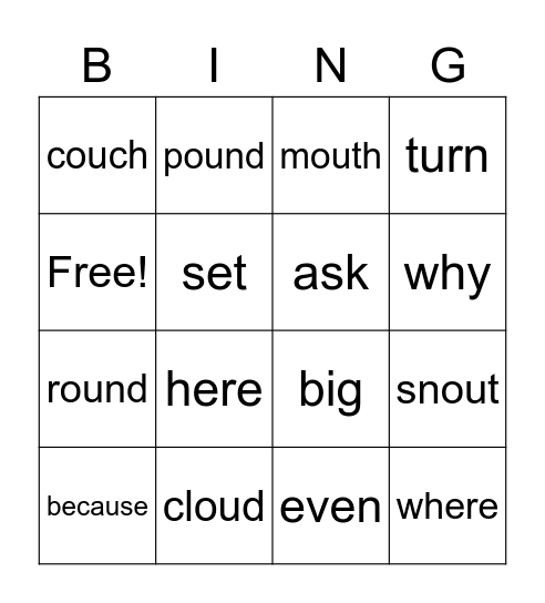 Lightineng Words Bingo Card