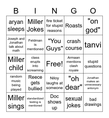 things in APBio Bingo Card