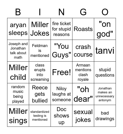 things in APBio Bingo Card