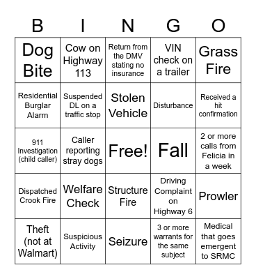 Telecommunicator's Week 2022 Bingo Card