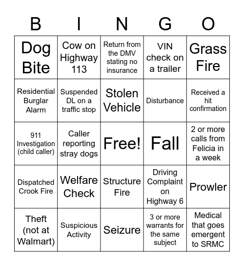 Telecommunicator's Week 2022 Bingo Card