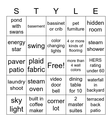 2022 Spring Parade of Homes Bingo Card