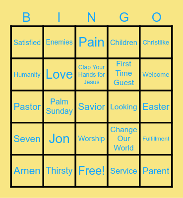 Palm Sunday Bingo Card