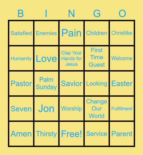 Palm Sunday Bingo Card
