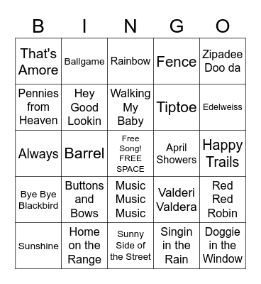 Spring Music Bingo Card