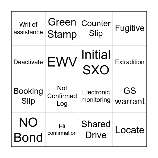 NCIC BINGO Card