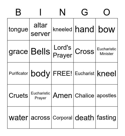 Holy Eucharist Bingo Card