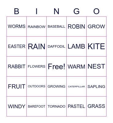 Acloché Spring Bingo Card