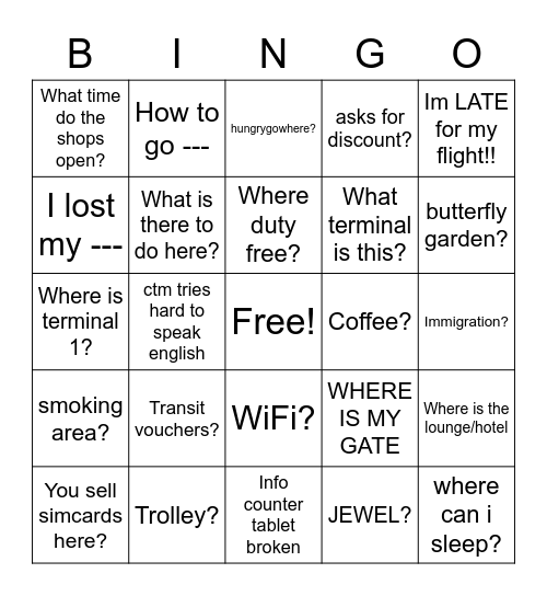 changi info-mends Bingo Card