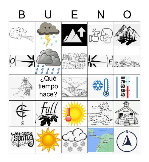 Spanish 1 U6 Q1 Bingo Card