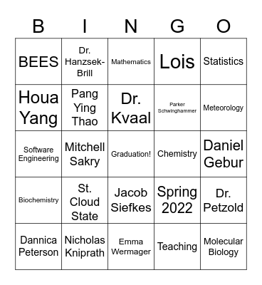 ACCESS STEM Bingo Card