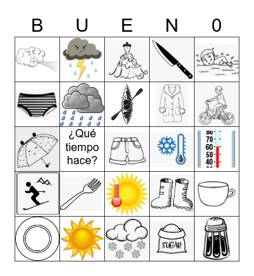 Spanish 2 U6 Q1 Bingo Card