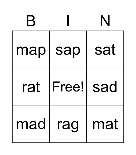 final position Bingo Card