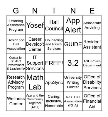Campus Resource Bingo Card