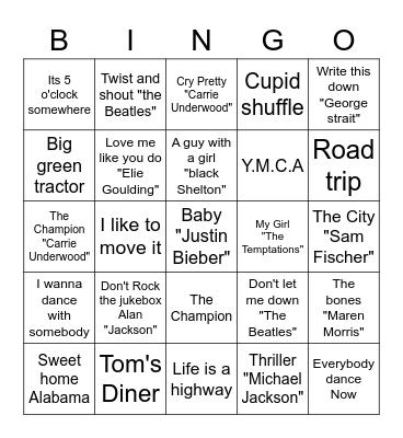 Music Bingo Card