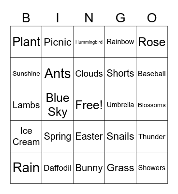 Spring Bingo Card