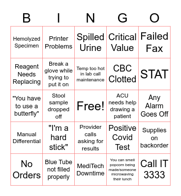LAB WEEK BINGO Card