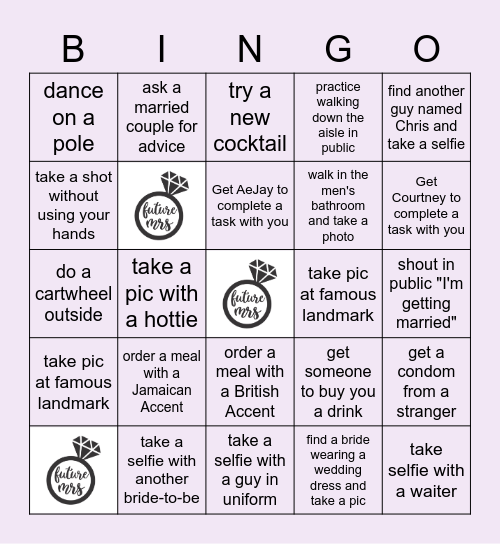 A'shli's Bachelorette Weekend Bingo!! Bingo Card