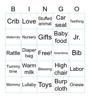 Baby Shower Bingo Card